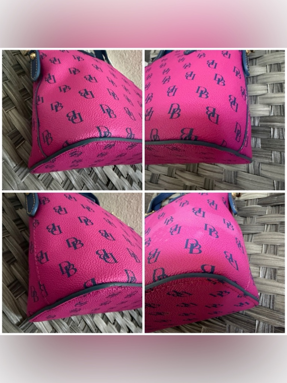 Dooney & Bourke Gretta Mini Top Handle Satchel - Pink Blue Crossbody DB Monogram - Picture 7 of 14